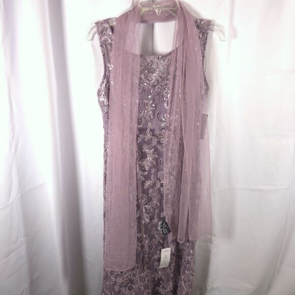 NWT Alex Evenings Womens 6P Long Sleeveless Mother of The Bride Dress w/ Shawl - Picture 3 of 9